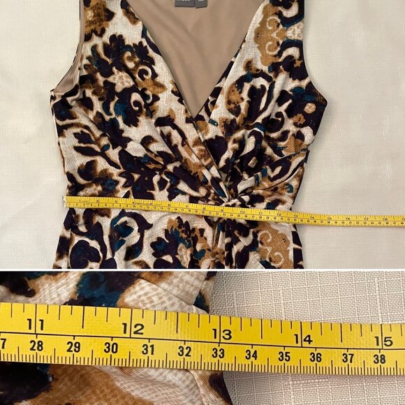 Muse Faux Wrap Front Twist Dress Womens Sz 4 Dress w/Stretch Knee Length Paisley - Picture 7 of 11